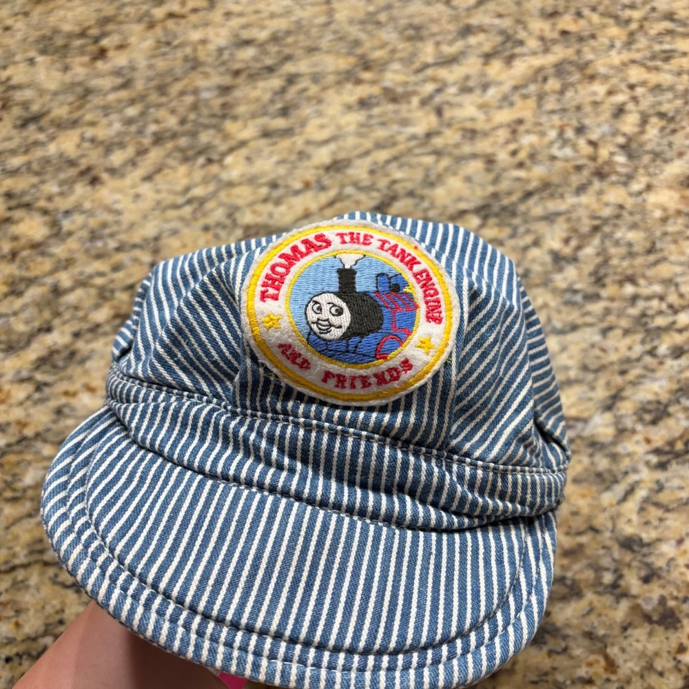 Thomas The Tank Engine Kids Engineer Hat Blue Hickory Stripe Elastic Back v